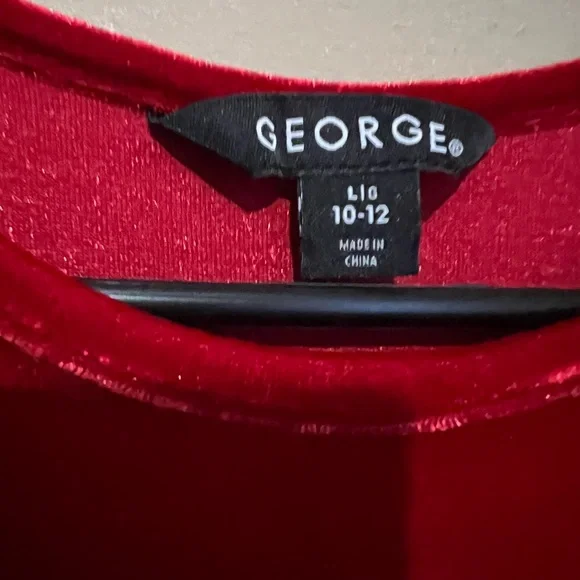 George Red Velvet Dress with Sequin Accents - Picture 5 of 11